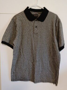 Red Macaw Mens Black  Argyle Polo Shirt Size Large Short Sleeve